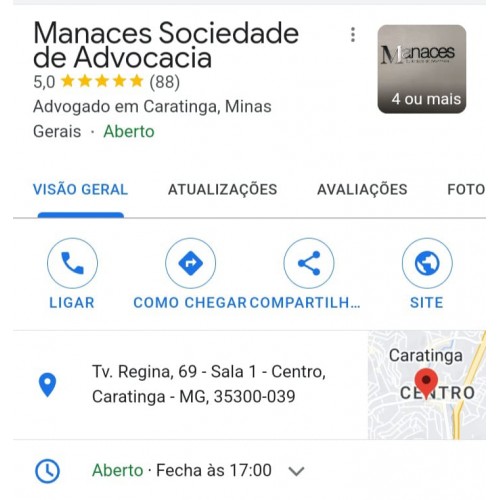 Cliente - Manaces Sociedade de Advocacia  - Caratinga - MG